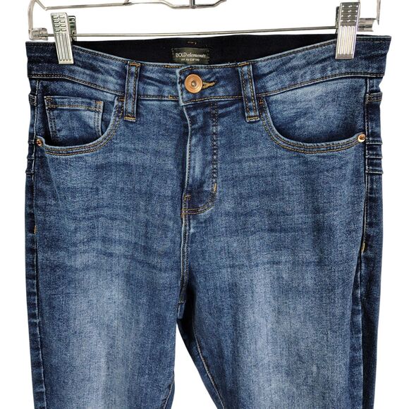 BOLD Elements Womens Size 10 Blue Solid Cut to Curve Skinny Jeans - Picture 9 of 12